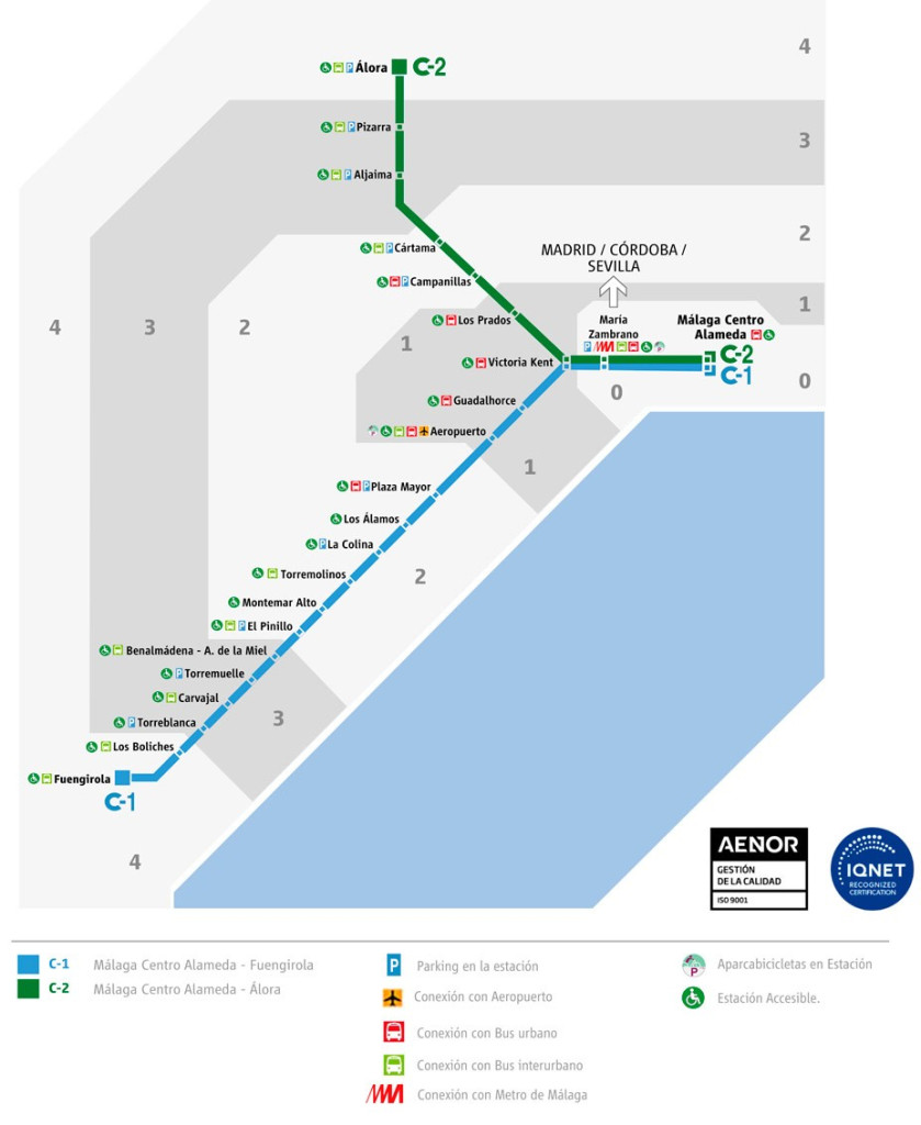 ¿Cómo llegar a Córdoba desde Málaga? 4 plano tren malaga